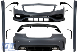 Complete Body Kit suitable for Mercedes A-Class W176 (2012-2018) A45 Design with Spoiler Splitters Fins Aero - COCBMBW176AMGTS