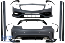 Complete Body Kit suitable for Mercedes A-Class W176 (2012-2018) A45 Design with Spoiler Splitters Fins Aero