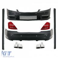 Complete Body Kit suitable for MERCEDES-Benz S-Class W221 Exhaust Muffler Tips and LED Taillights 2005-2011 (LWB) A-Design - COCBMBW221AMGPDC
