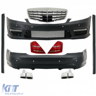 Complete Body Kit suitable for MERCEDES-Benz S-Class W221 Exhaust Muffler Tips and LED Taillights 2005-2011 (LWB) A-Design - COCBMBW221AMGFDP