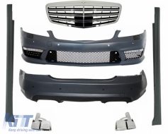 Complete Body Kit suitable for Mercedes S-Class W221 LWB (2005-2013) with Facelift Front Grill and Exhaust Muffler Tips - COCBMBW221AMG