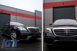 Complete Body Kit suitable for Mercedes S-Class W222 Facelift (2013-06.2017) S63 Design With Central Grille Chrome-image-6056619