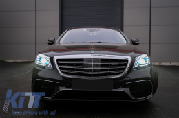 Complete Body Kit suitable for Mercedes S-Class W222 Facelift (2013-06.2017) S63 Design With Central Grille Chrome-image-6056621