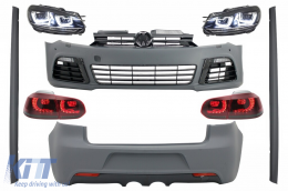 Complete Body Kit suitable for VW Golf VI 6 MK6 (2008-2013) R20 Design with Headlights and Taillights Dynamic Turning Light