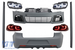 Complete Body Kit suitable for VW Golf VI 6 MK6 (2008-2013) R20 Design with Headlights and Taillights Dynamic Turning Light Only RHD