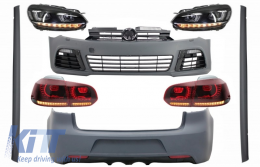 Complete Body Kit suitable for VW Golf VI 6 MK6 (2008-2013) R20 Design with Headlights and Taillights Dynamic Turning Light - COCBVWG6R20SSHLRSFW