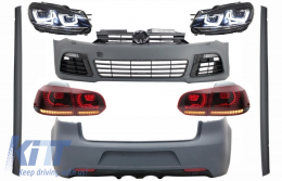 Complete Body Kit suitable for VW Golf VI 6 MK6 (2008-2013) R20 Design with Headlights LED RHD and Taillights Dynamic Turning Light - COCBVWG6R20SSHLRSFWRHD
