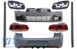 Complete Body Kit suitable for VW Golf VI 6 MK6 (2008-2013) R20 Design with Headlights LED RHD and Taillights Dynamic Turning Light