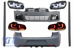 Complete Body Kit suitable for VW Golf VI 6 MK6 (2008-2013) R20 Design with Headlights LED RHD and Taillights Dynamic Turning Light