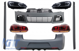 Complete Body Kit suitable for VW Golf VI 6 MK6 (2008-2013) R20 Design with Headlights LED and Taillights Dynamic Turning Light - COCBVWG6R20SSHLFSRSFW