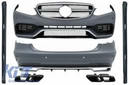 Complete Body Kit with Black Exhaust Tips suitable for Mercedes E-Class W212 Facelift (2013-2016) E63 Design - COCBMBW212FAMGTYBB