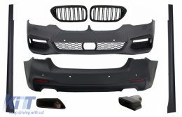 Complete Body Kit with Central Kidney Grilles and Exhaust Muffler Tips suitable for BMW 5 Series G30 (2017-2019) M-Tech Design - COCBBMG30MTFGDPBTYB