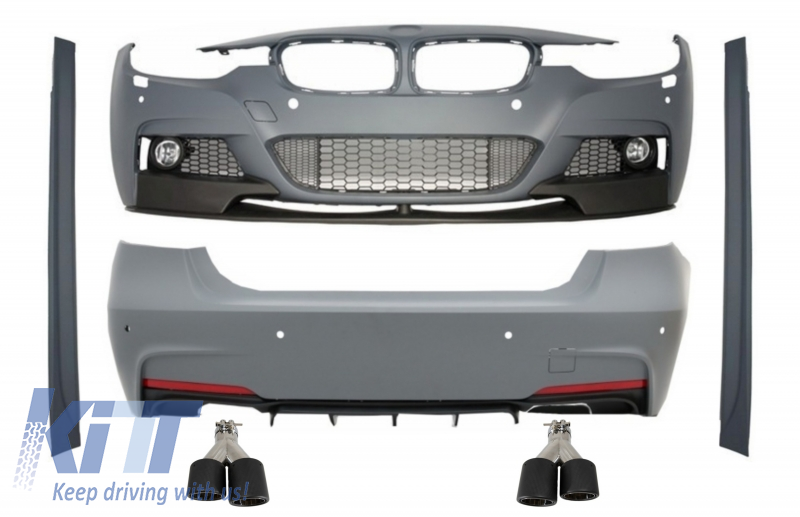 Komplett karosszériakészlet kettős iker kipufogó kipufogóvégekkel, szénszálas matt, BMW 3-as sorozatú F30 (2011-2019) M-Performance Design számára