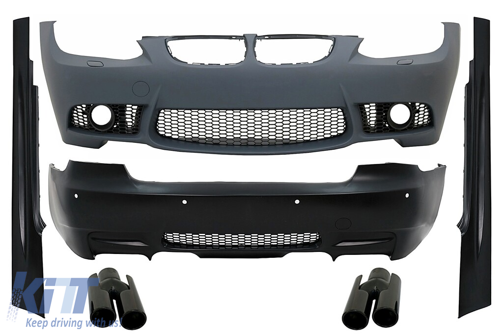 Komplett karosszériakészlet kipufogó kipufogóvégekkel Piano Black BMW 3-as sorozatú E92 Coupe E93 Cabrio Non-LCI (2006-2009) M3 Designhoz