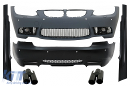 Complete Body Kit with Exhaust Muffler Tips Piano Black suitable for BMW 3 Series E92 Coupe E93 Cabrio Non-LCI (2006-2009) M3 Design - COCBBME92M3PDCB