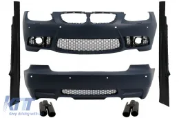 image-18-Complete Body Kit with Exhaust Muffler Tips Piano Black suitable for BMW 3 Series E92 Coupe E93 Cabrio Non-LCI (2006-2009) M3 Design