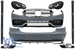 Complete Body Kit with Exhaust Tips and LED Xenon Headlights suitable for Mercedes E-Class W212 (2013-2016) E63 Design - COCBMBW212FAMGH