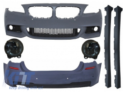 Complete Body Kit with Fog Light Projectors Smoke suitable for BMW F11 (2010-2014) M Design Black - COCBBMF11MTFL