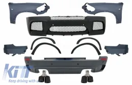 image-1-Complete Body Kit with Front Fenders and Twin Exhaust Muffler Tips Carbon Fier Matte suitable for BMW X5 E70 (2007-2013) X5M M Design