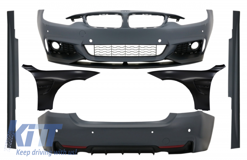 Komplett karosszériakészlet fekete első sárvédőkkel, BMW 4-es sorozatú F32 Coupe F33 Cabrióhoz (2013-2017-02) M-Performance Design