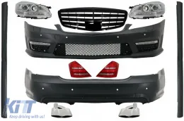 image-54-Complete Body Kit with Front Grille Piano Black suitable for MERCEDES-Benz S-Class W221 2005-2009 (LWB) Facelift Design
