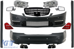 image-39-Complete Body Kit with Front Grille Piano Black Complete Mirror Assembly suitable for MERCEDES-Benz S-Class W221 2005-2009 (LWB) Facelift Design