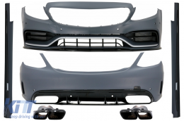 Complete Body Kit with Muffler Tips suitable for Mercedes C-Class W205 Sedan (2014-2020) C63s Edition 1 Design - COCBMBW205AMGFLTY