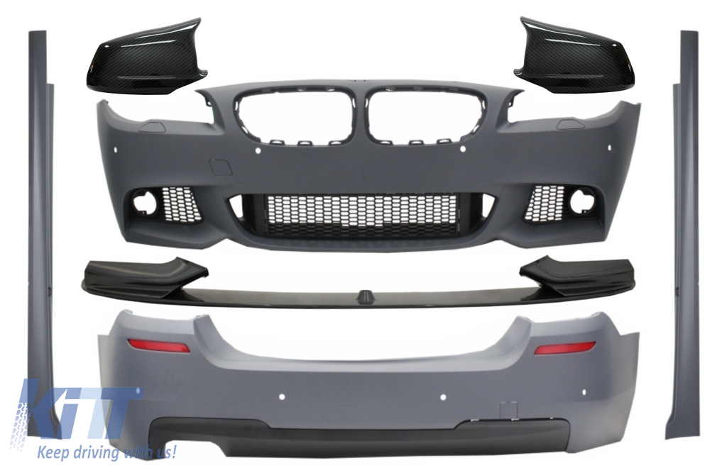 Karosszériakészlet légterelő ajakkal és tükörborításokkal, BMW 5-ös sorozatú F10 Non LCI (2011-2014) M Design Carbonhoz