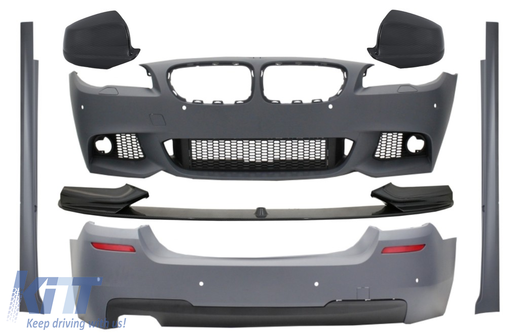 Komplett karosszériakészlet légterelővel és tükörborításokkal hátsó karbon, alkalmas BMW 5 Series F10 Non LCI (2011-2014) M Designhoz