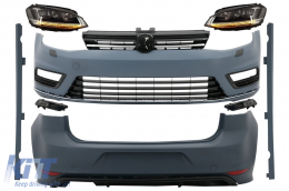 Complete Body Kit  suitable for VW Golf 7 VII 2012-2017 R-line Look with Headlights 3D LED DRL Turning Lights Silver