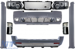 Complete Conversion Autobiography Design Body Kit suitable for Land Range Rover Vogue L322 (2002-2012) Retrofit to Facelift (2010-up) Black Silver Grille Edition - COCBRRVL322BSH