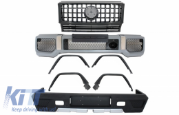 Complete Conversion Body Kit suitable for Mercedes G-Class W463 (1989-2017) G63 G65 Design with Front Grille Panamericana All Piano Black - COFBMBW463AMGFGGTRB