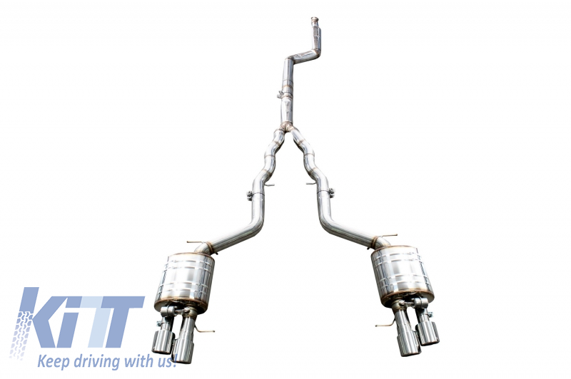 Komplett kipufogórendszer BMW 5-ös sorozatú F10 (2011-2016) benzines 1.6/2.0 L 520i N2B20/NB20B16 / 528i NB20B20 turbófeltöltős I4 iker dupla kipufogócső M5 M Sport kivitelhez Valvetronic-kal