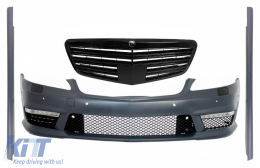 image-51-Complete Front Bumper Assembly with Central Grille suitable for Mercedes S-Class W221 (2005-2010) S63 S65 Design and Side Skirts Long Version