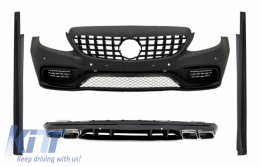 image-64-Complete Front Bumper with Diffuser and Side Skirts suitable for MERCEDES C-Class W205 S205 (2014-2020) only AMG Spot Line