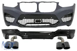image-74-Completo Body Kit para BMW X4 SUV G02 2018+ Difusor Escape Puntas Negro brillante