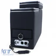 Consola central de confort con compartimento de almacenamiento y USB, en cuero negro, adecuada para VW Bus T5 T6 desde 03-image-6197765
