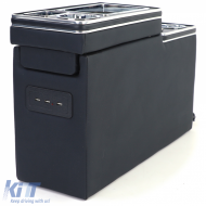 Consola central de confort con compartimento de almacenamiento y USB, en cuero negro, adecuada para VW Bus T5 T6 desde 03-image-6197767