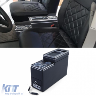 Console centrale de confort avec compartiment de rangement et USB, en cuir noir, adaptée pour VW Bus T5 T6 à partir de 03-image-6197763