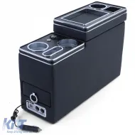 Console centrale de confort avec compartiment de rangement et USB, en cuir noir, adaptée pour VW Bus T5 T6 à partir de 03-image-6197769