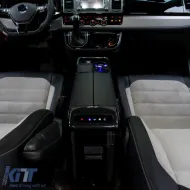 Console centrale de luxe avec réfrigérateur noir brillant adaptée pour VW T6 T6.1-image-6257343