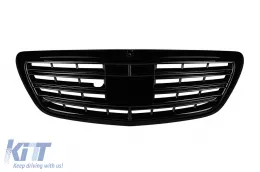 Conversione di tuning B design da Mercedes S-Class W222 Long 2013-2016 a S-Class W222 Facelift 2017-2020 con minigonne, con fari, con fanali posteriori, con griglia nera-image-6142366