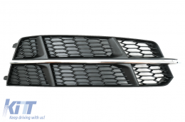 Couvertures Inférieur Grilles pour Audi A6 C7 4G S-Line Facelift 15-18 Noir Chrome-image-6068860