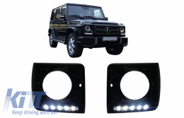 Couvre pour Mercedes G W463 89-12 LED DRL Chrome G65 Look Noir-image-6042277