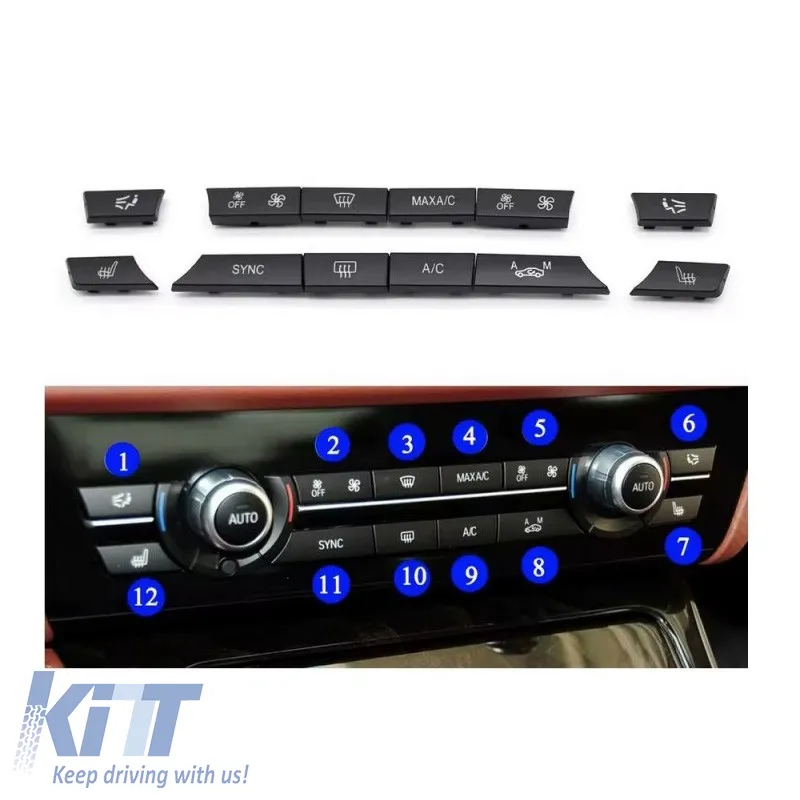 Cover suitable for Switch Air Conditioner Control Panel for BMW Series 5 F10 F11 / 6 F06 F12 F13 / 7 F01 F02 F03 F04 12 Pcs