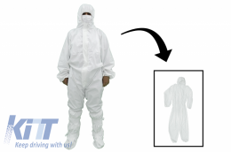 Coverall Overall Dustproof Workwear Jumpsuit Cotton and Polyethylene with Hood Washable size XXL, Waterproof, Washable