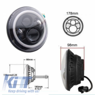 Предна Решетка с CREE LED Фарове Angel Eye и мигачи, подходящи за Jeep Wrangler Rubicon JK 2007-2017-image-6045865