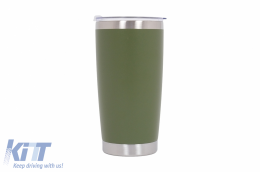 Családi csomag 4db-os rozsdamentes acél SS304 hőszigetelt bögre fedővel, dupla falú, rózsaszín, szürke, kék, zöld, 20oz 590ml-image-6126706