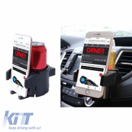 Cup Holder & Phone Holder 2 In 1 suitable for Air Conditioner Outlet Black 22524