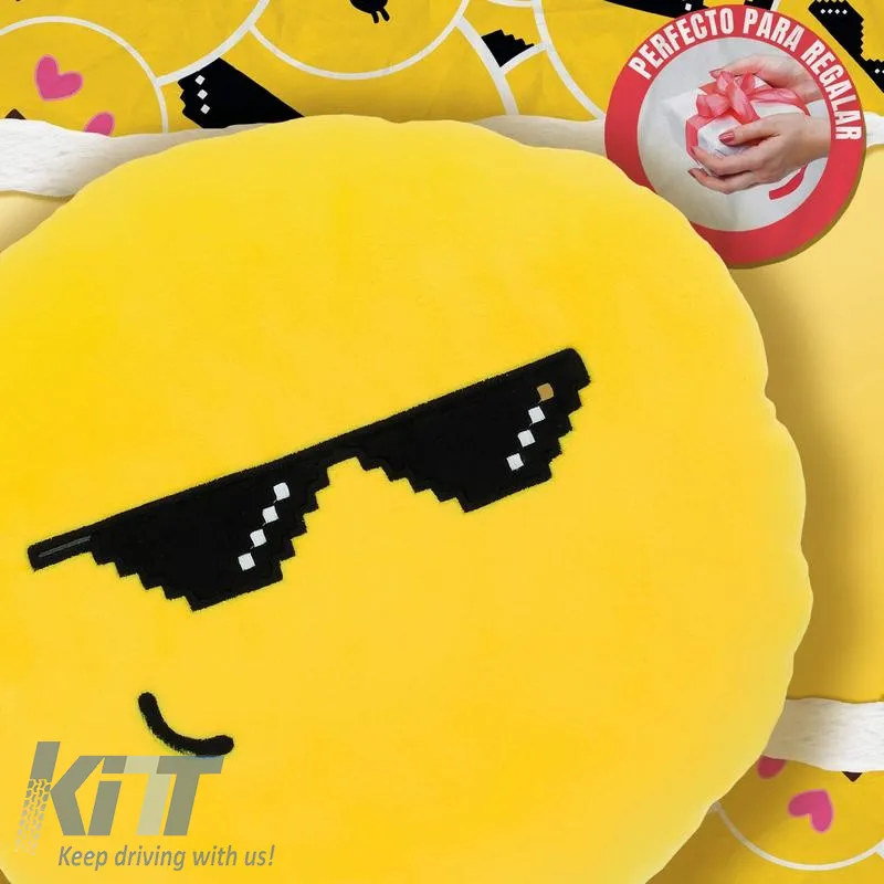 Cushion Seat Round Ø28cm Happy Confort "Cool Emoji" Yellow 1 Pc